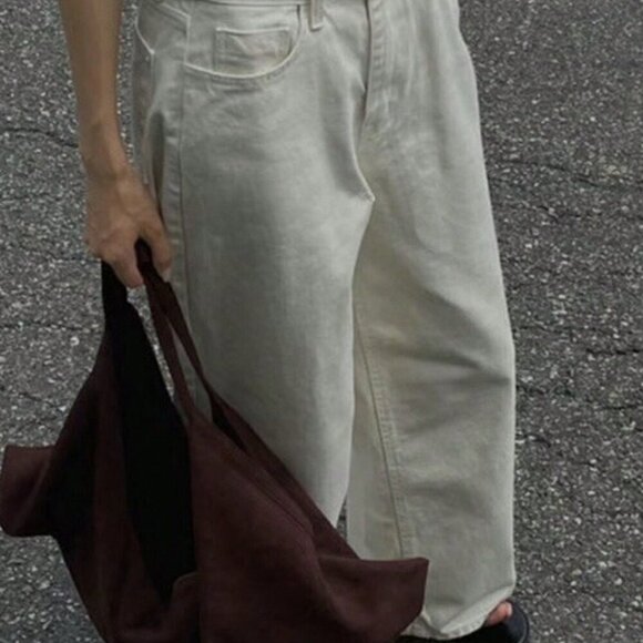 Beige Casual Women's Denim Jeans - Picture 2 of 4